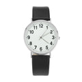 Digital Dial Watch Quartz Black Leather Strap - Women's
