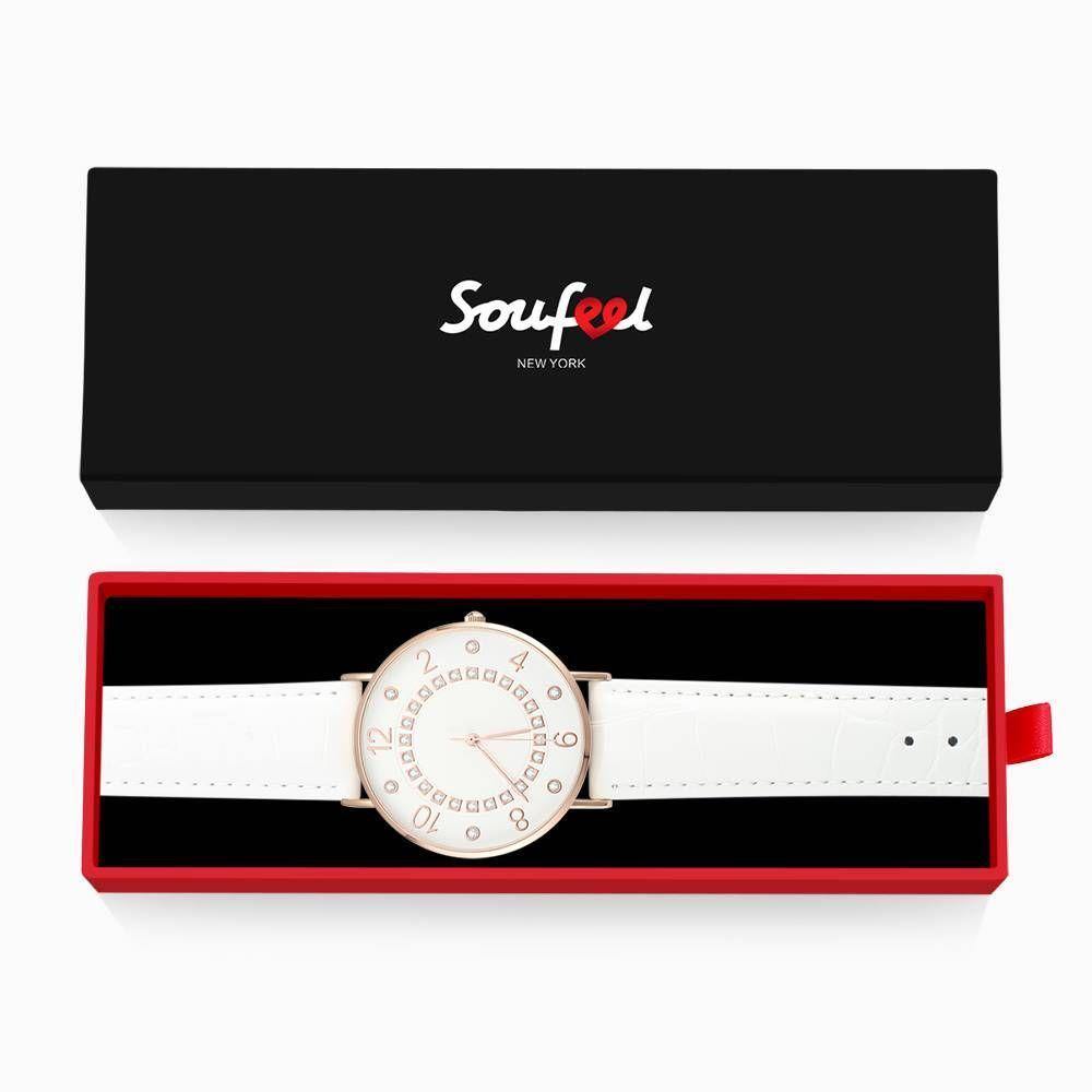 Digital Dial Watch Quartz White Leather Strap - Men's