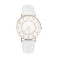Digital Dial Watch Quartz White Leather Strap - Women's