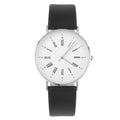 White Dial Watch Fashion Quartz Black Leather Strap Business Watch - Men's
