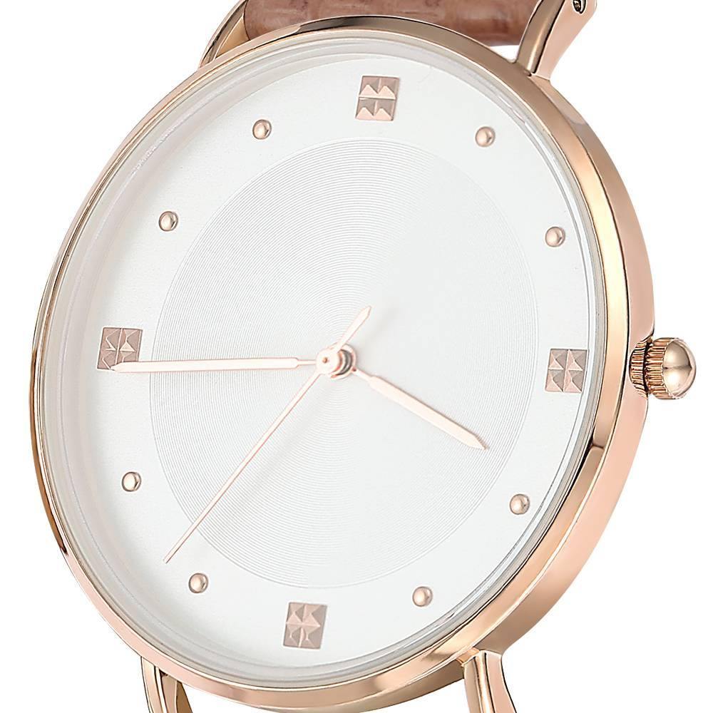Casual Dial Watch Fashion Quartz Brown Leather Strap - Men's