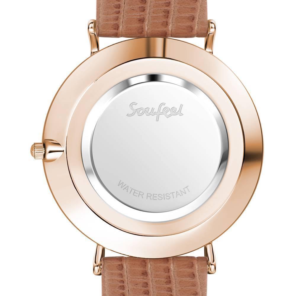 Casual Dial Watch Fashion Quartz Brown Leather Strap - Men's