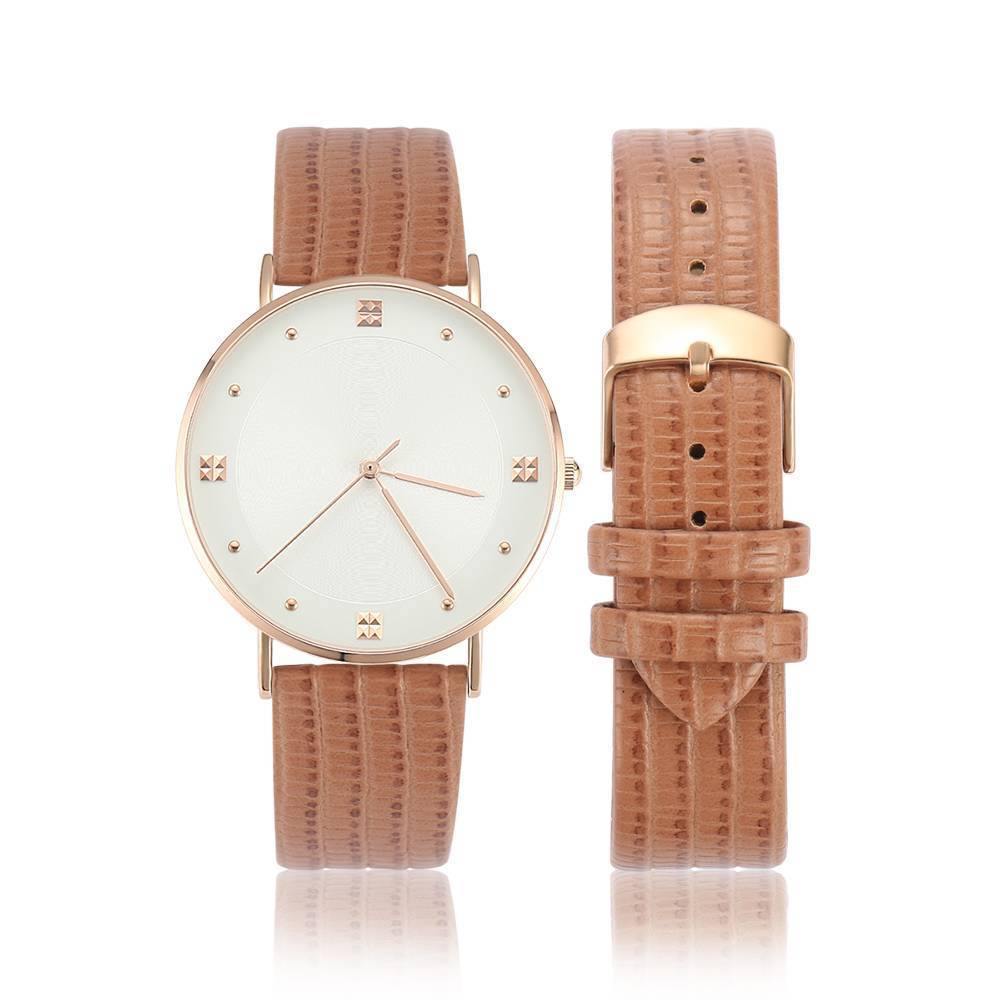 Casual Dial Watch Fashion Quartz Brown Leather Strap - Men's