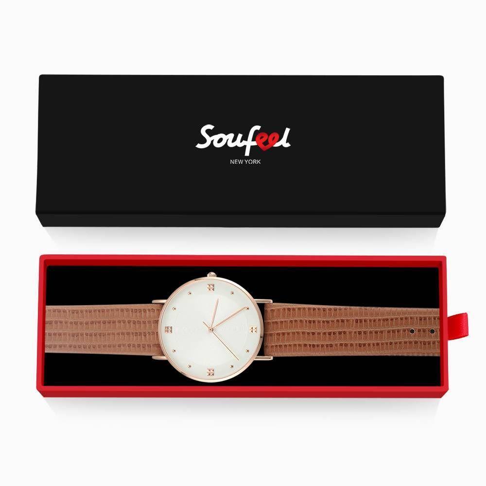 Casual Dial Watch Fashion Quartz Brown Leather Strap - Men's
