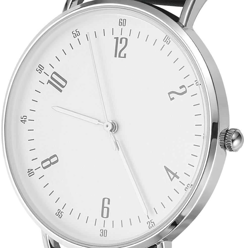 Casual Dial Watch Fashion Quartz Black Leather Strap - Women's