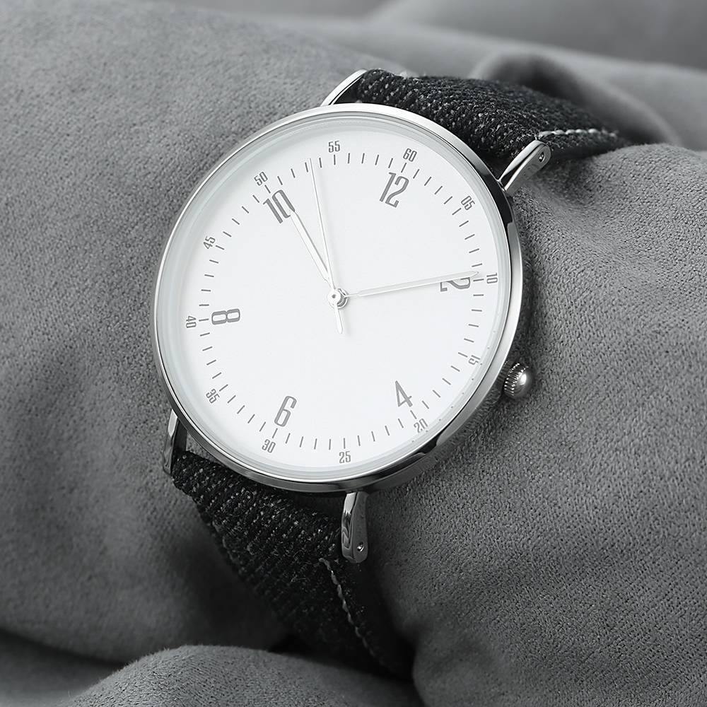 Casual Dial Watch Fashion Quartz Black Leather Strap - Men's