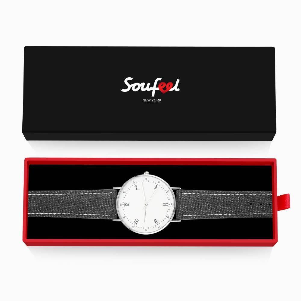 Casual Dial Watch Fashion Quartz Black Leather Strap - Women's