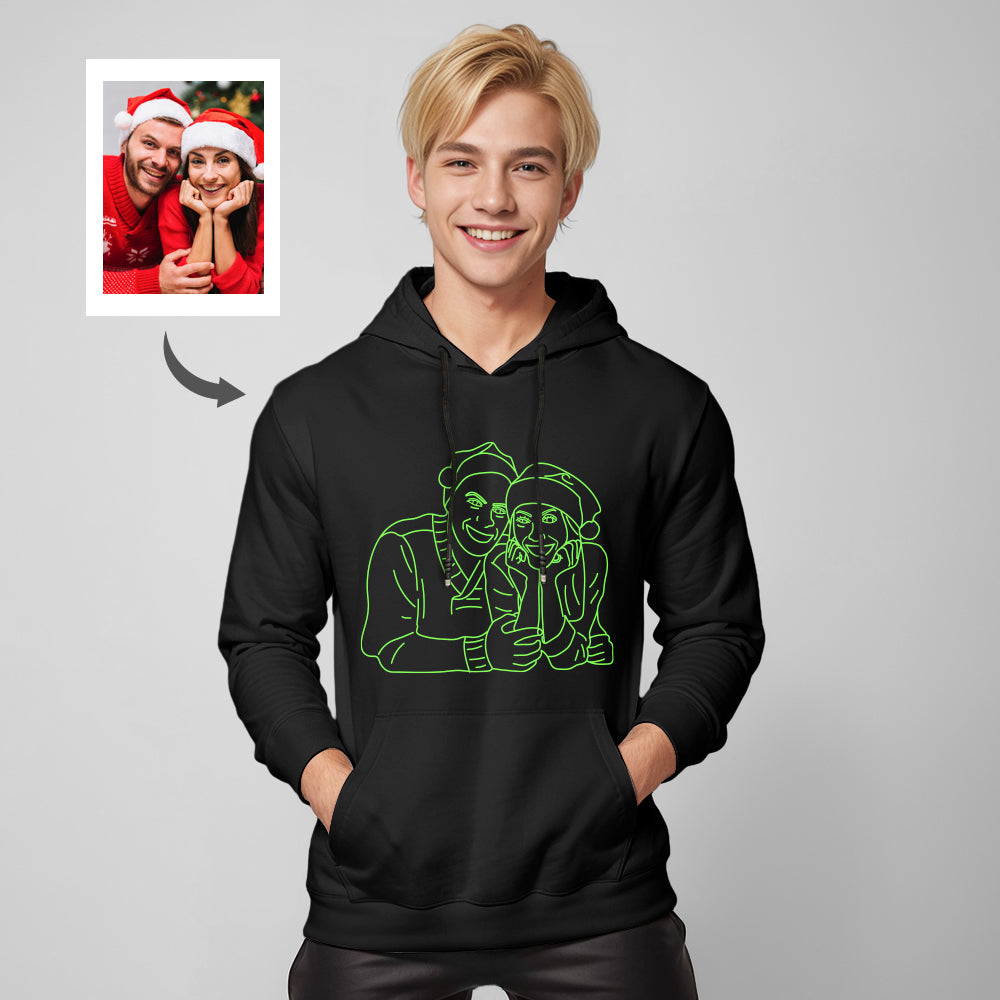Custom Photo Glow In The Dark Multicolour Hoodie Personalized Luminous Unisex Hoodie Creative Gift