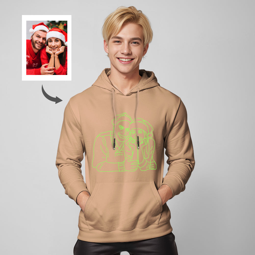 Custom Photo Glow In The Dark Multicolour Hoodie Personalized Luminous Unisex Hoodie Creative Gift