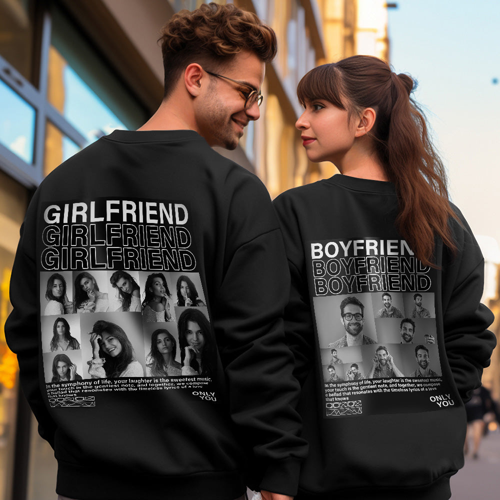 Custom Photo Round Neck Unisex Sweatshirt Personalized Pictures Crewneck Sweatshirts Valentine's Day Gift for Couple