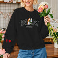 Custom Embroidered Hoodie Mama Sweatshirt with Photo Mama and Kids Portrait Varsity Shirt Mother's Day Gifts