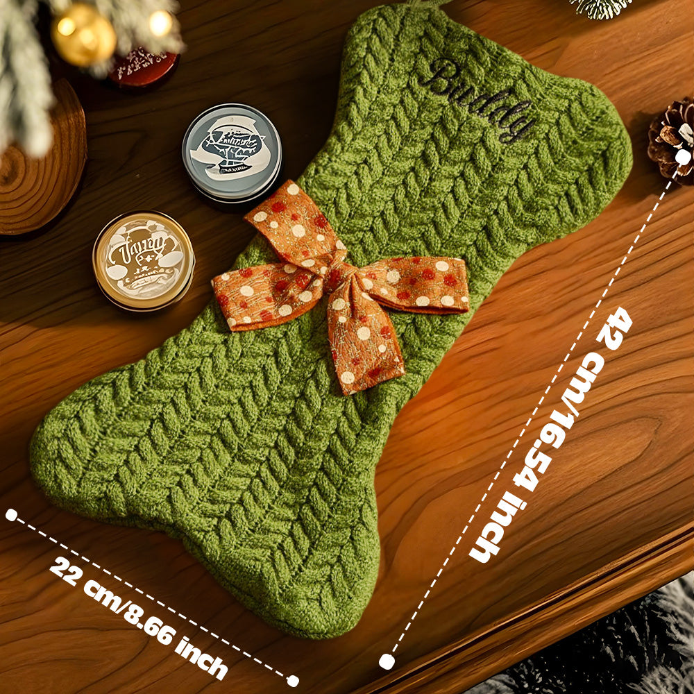 Personalized Dog Bone Christmas Stockings with Name Gift for Puppy Lovers