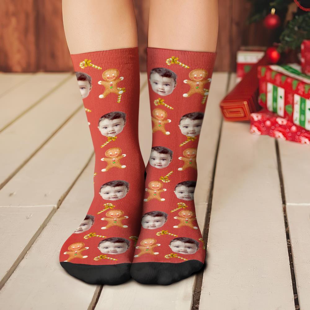 Custom Christmas Socks Personalized Face Funny Socks - Christmas Cookies
