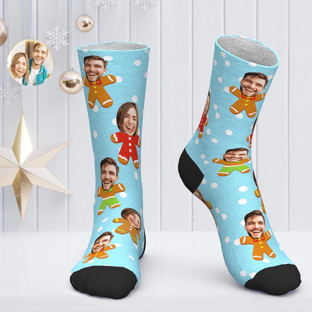 Custom Face Christmas Socks Personalized Couple's Photo Socks Christmas Gift