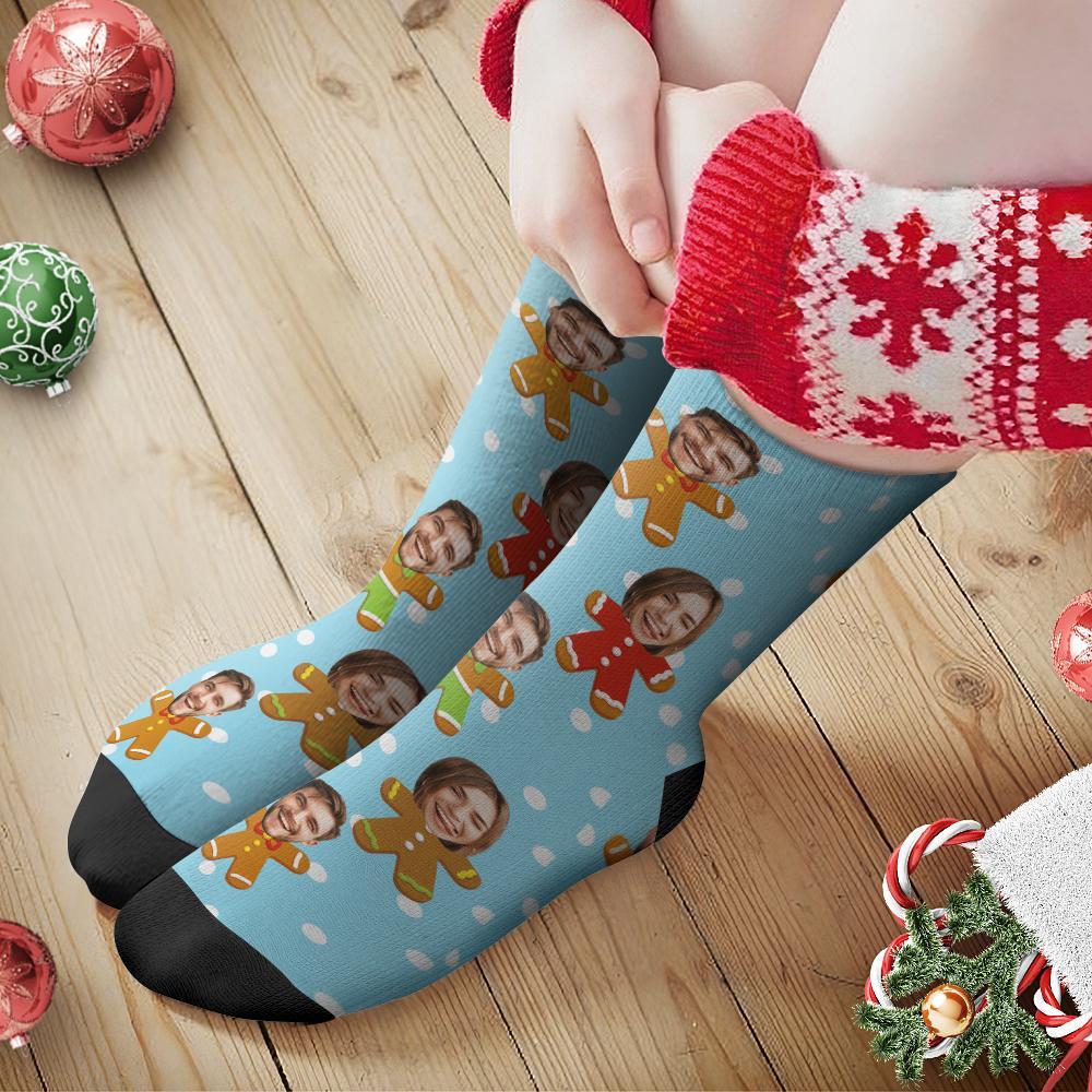 Custom Face Christmas Socks Personalized Couple's Photo Socks Christmas Gift