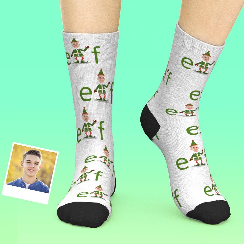Custom Face Socks Personalized Chrsitmas Elf Socks Add Picture