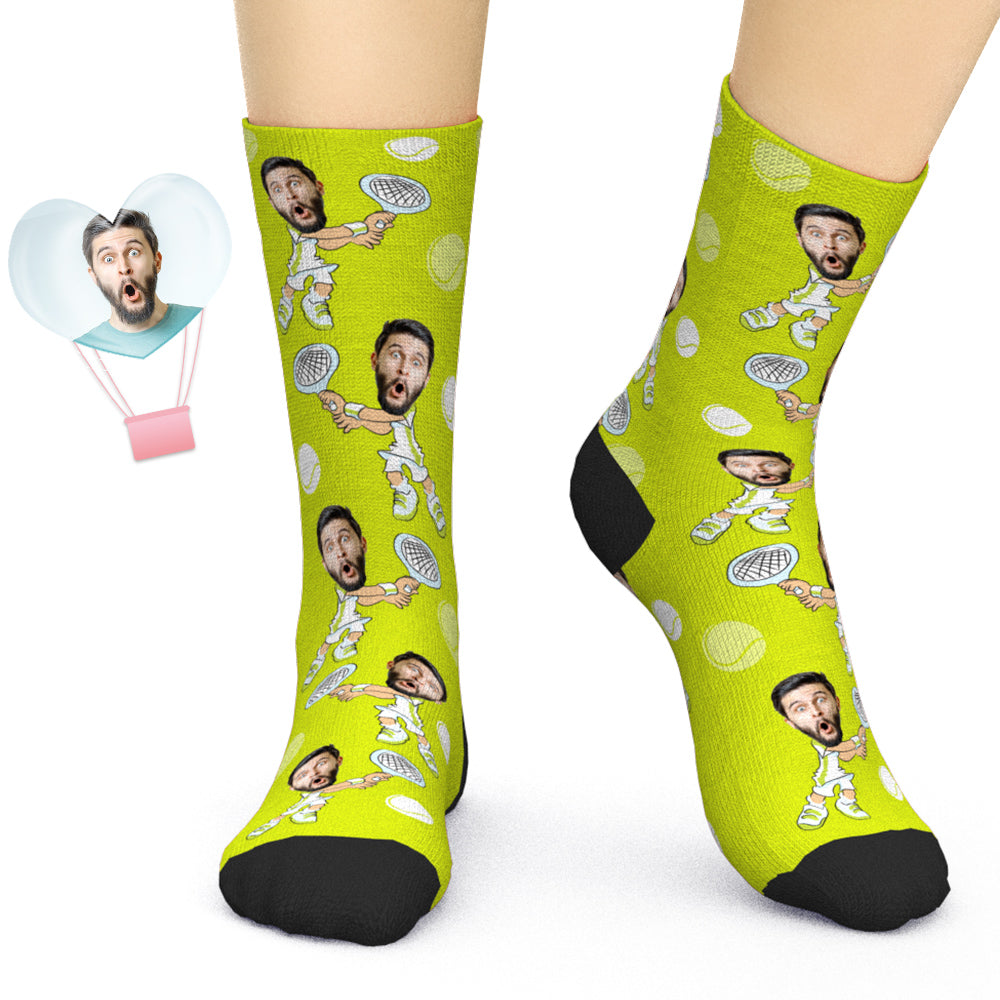 Custom Tennis Face Socks Personalized Sports Socks for Tennis Lovers
