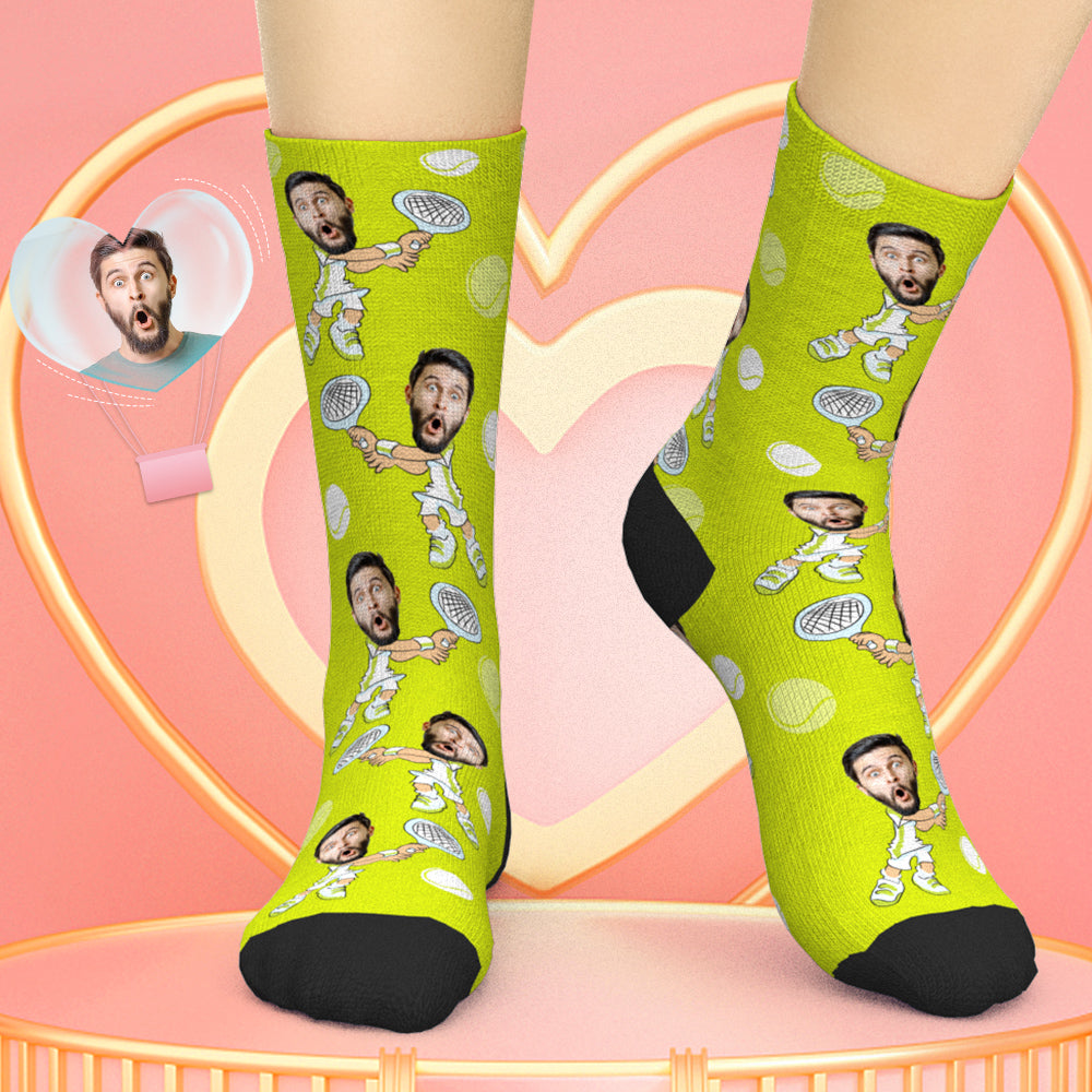 Custom Tennis Face Socks Personalized Sports Socks for Tennis Lovers