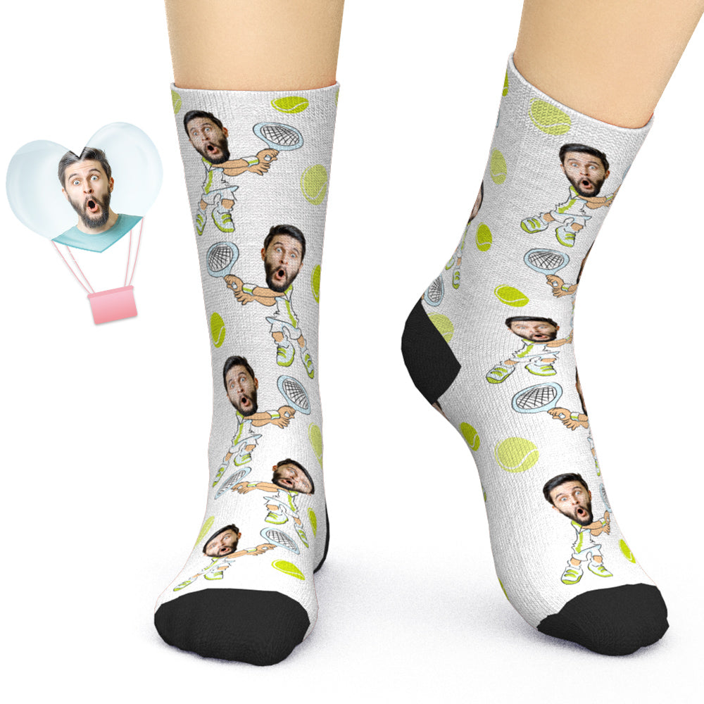 Custom Tennis Face Socks Personalized Sports Socks for Tennis Lovers