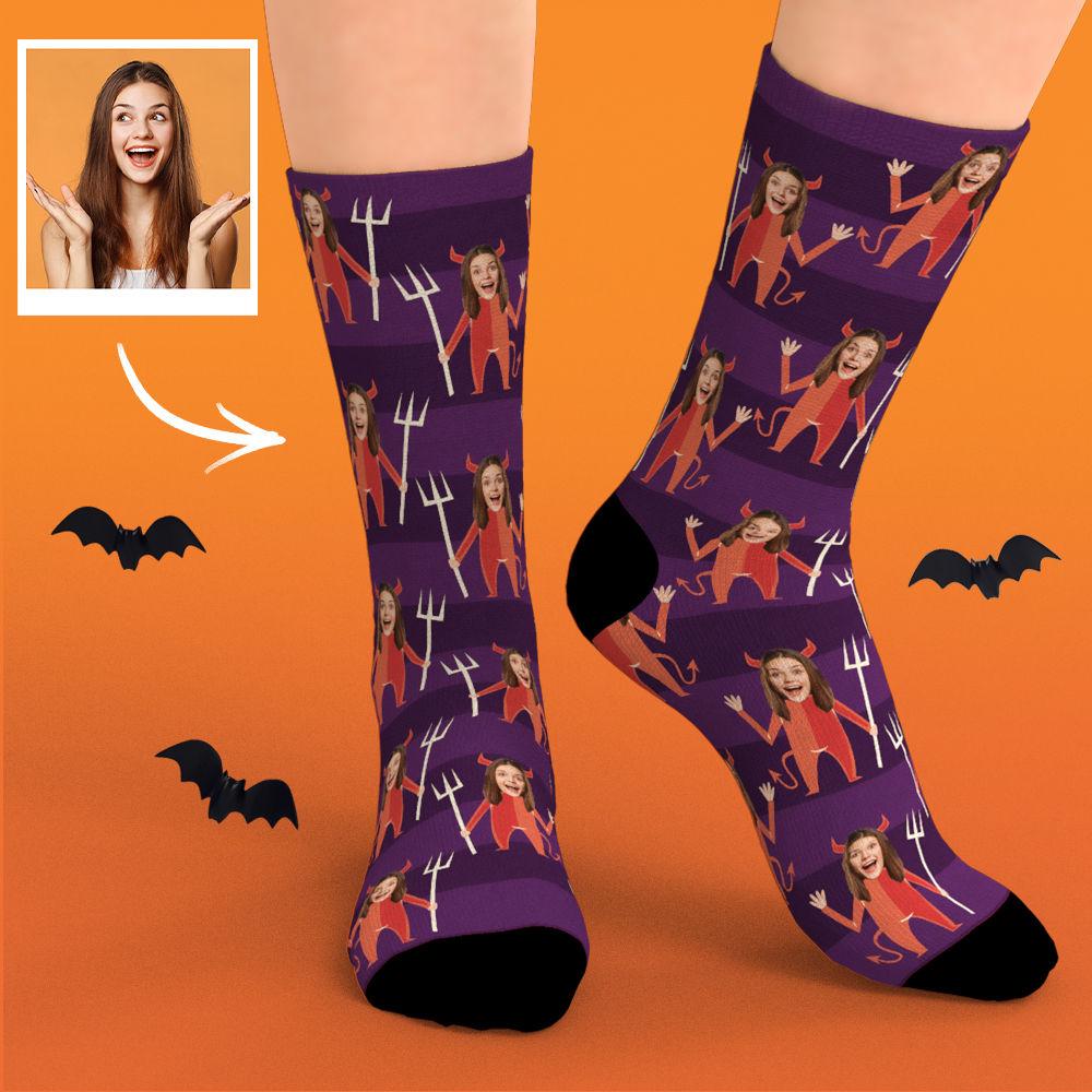 Face Socks With Your Funny Face Custom Face Little Devil Halloween Gifts