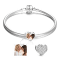 Heart Personalized Photo Charm Bracelet Platinum Plated Copper