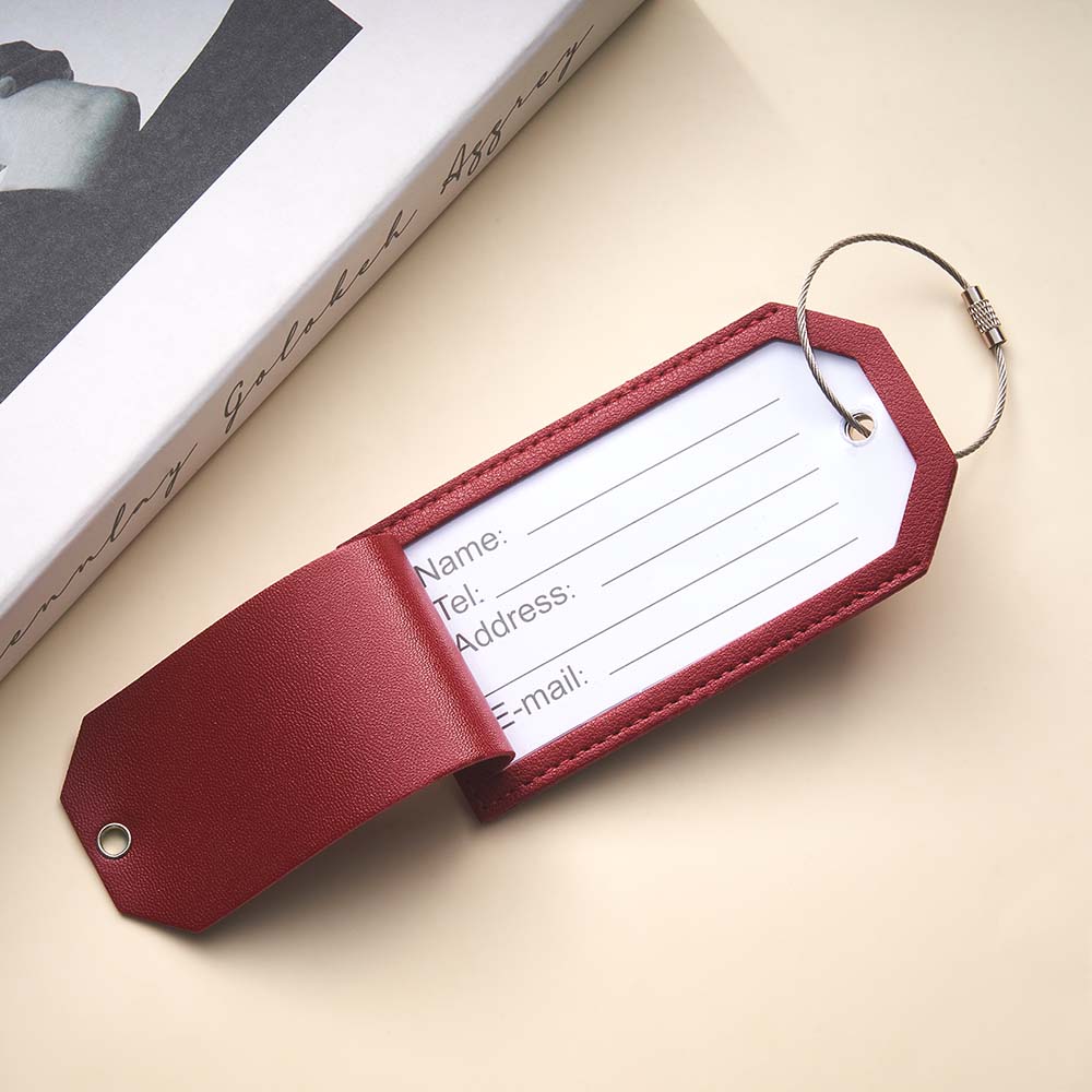 Personalized Engraved Leather Luggage Tag Creative Airplane Path Design Keychain Anniversary Gift