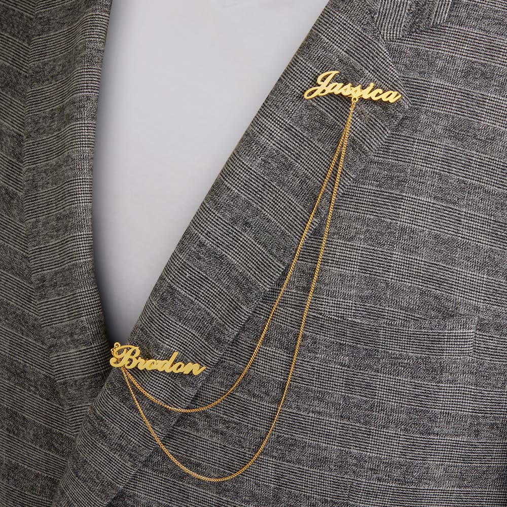 Custom Name Brooch Personalized Vintage Lapel Pin Gifts For Couples