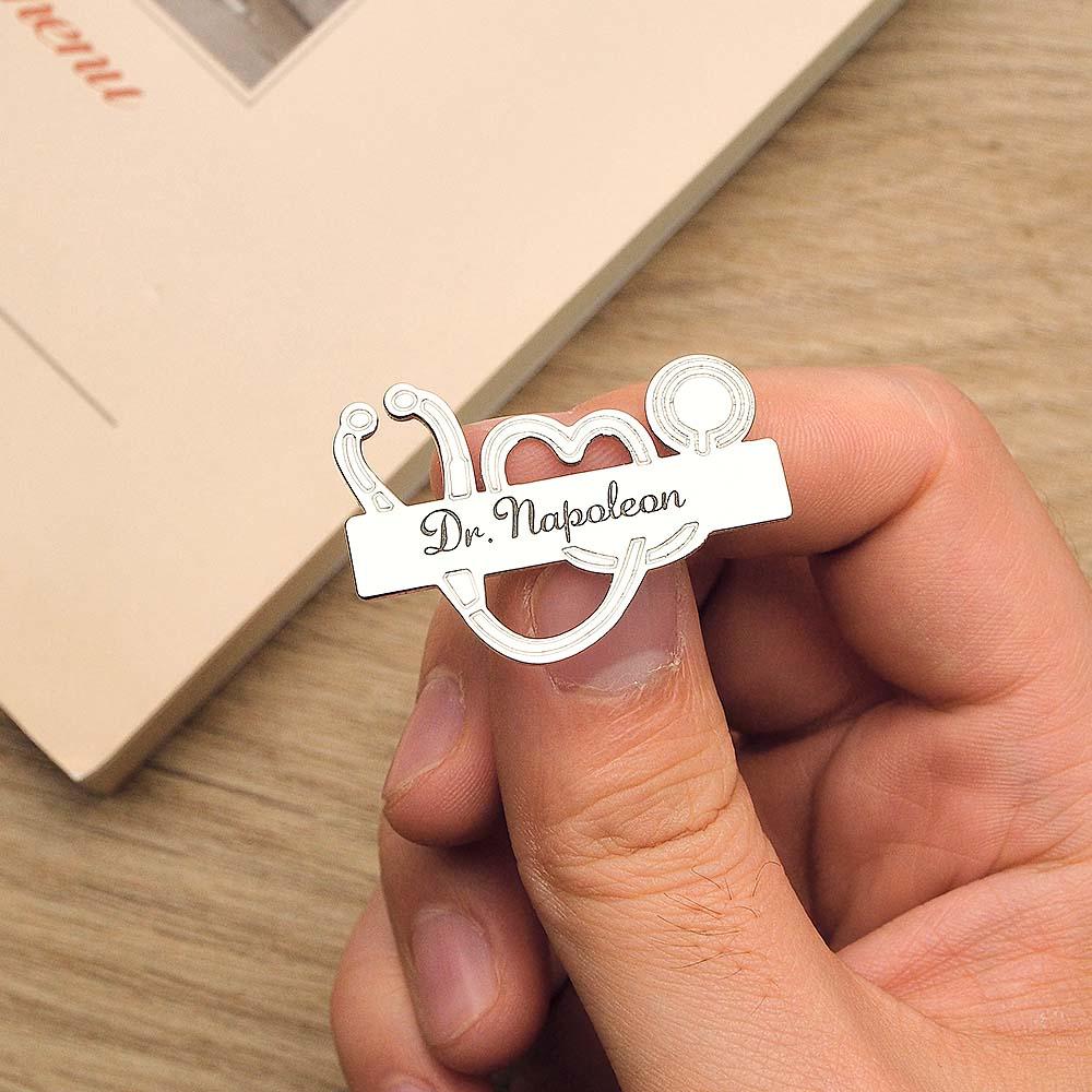 Custom Engraved Stethoscope Shaped Brooch Personalized Gifts for Doctors and Nurses
