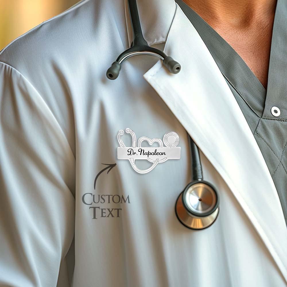 Custom Engraved Stethoscope Shaped Brooch Personalized Gifts for Doctors and Nurses