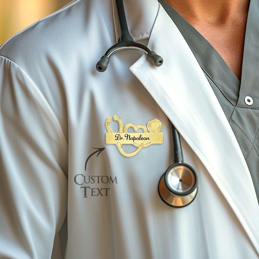 Custom Engraved Stethoscope Shaped Brooch Personalized Gifts for Doctors and Nurses