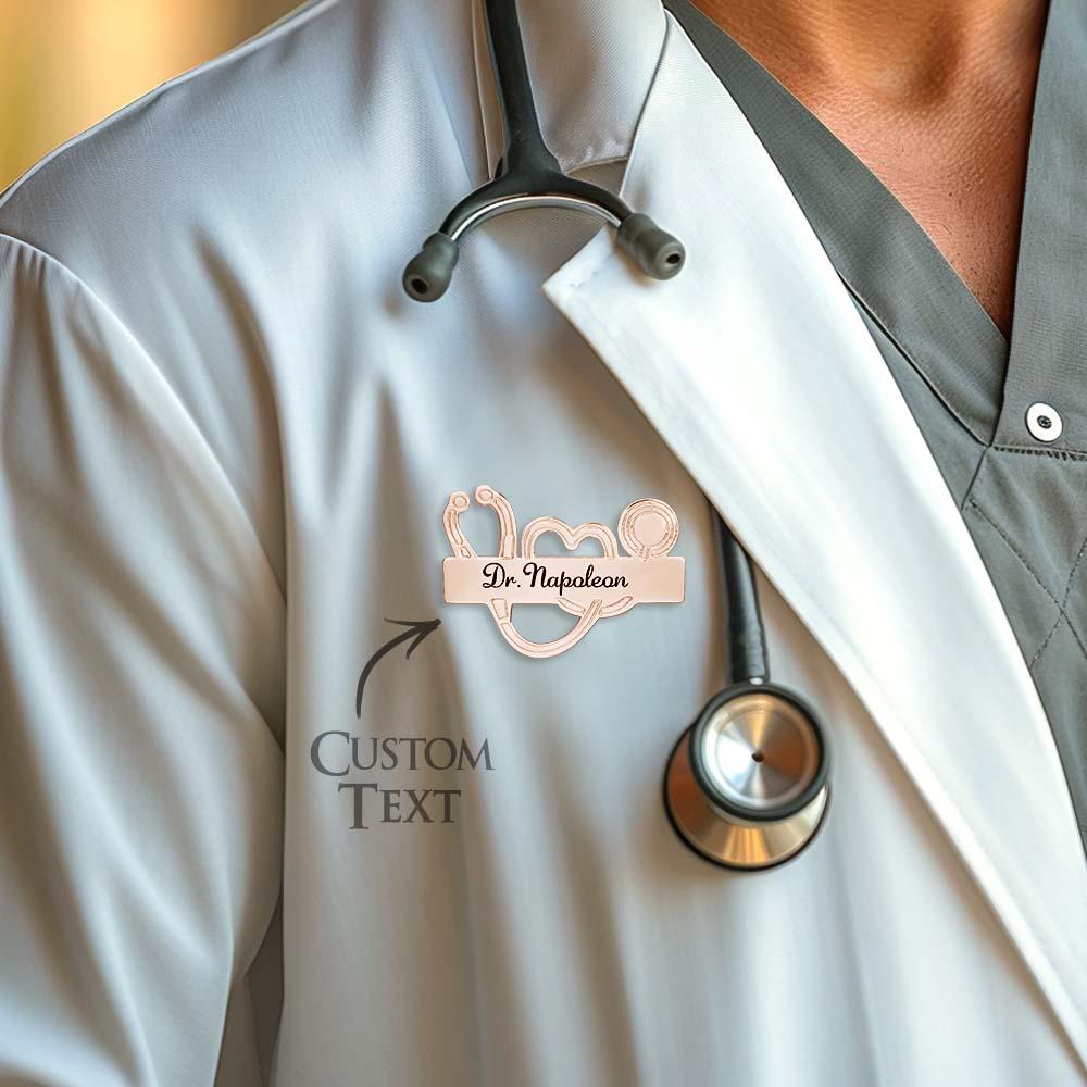Custom Engraved Stethoscope Shaped Brooch Personalized Gifts for Doctors and Nurses