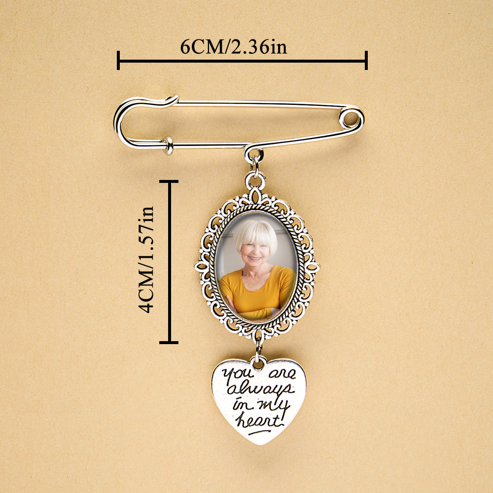 Personalized Angel Wings Pin Brooch Wedding Bouquet Photo Charm Wedding Memorial Gift for Bride