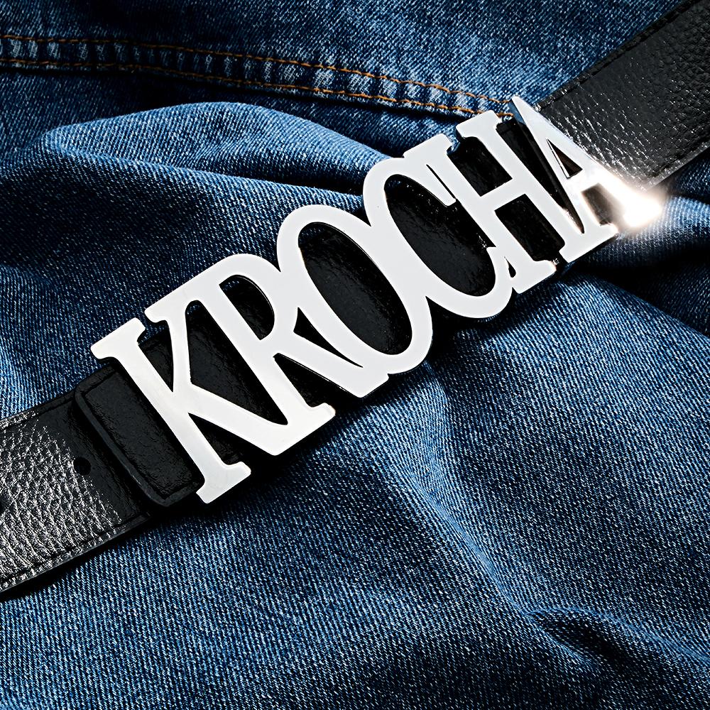 Custom Name Belt Buckle with Free Belt Personalized Letter Belt Gift For Him