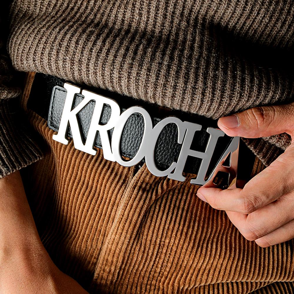 Custom Name Belt Buckle with Free Belt Personalized Letter Belt Gift For Him