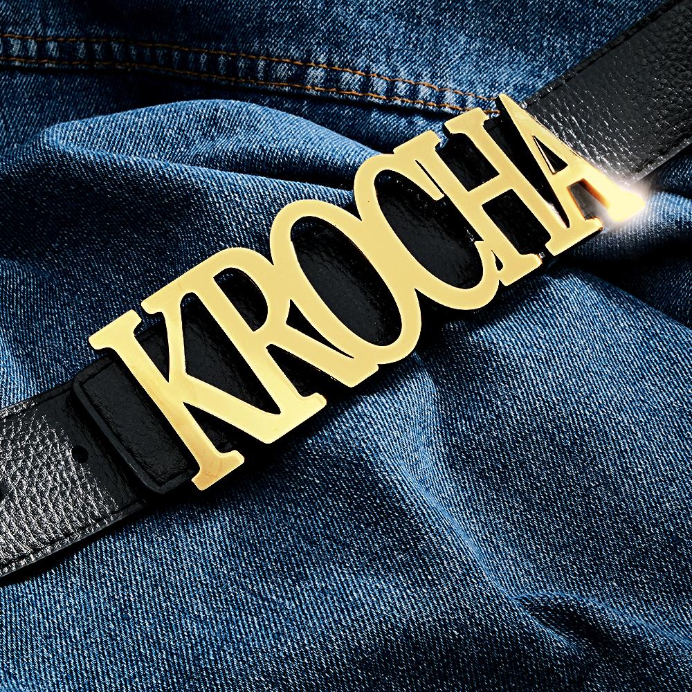 Custom Name Belt Buckle with Free Belt Personalized Letter Belt Gift For Him