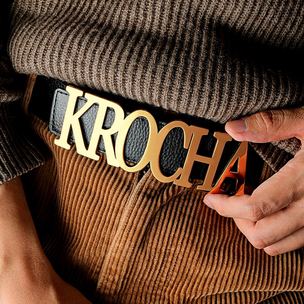 Custom Name Belt Buckle with Free Belt Personalized Letter Belt Gift For Him