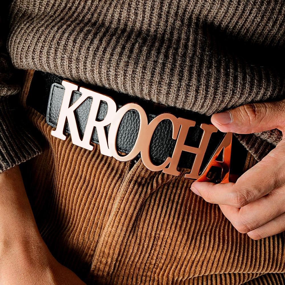 Custom Name Belt Buckle with Free Belt Personalized Letter Belt Gift For Him