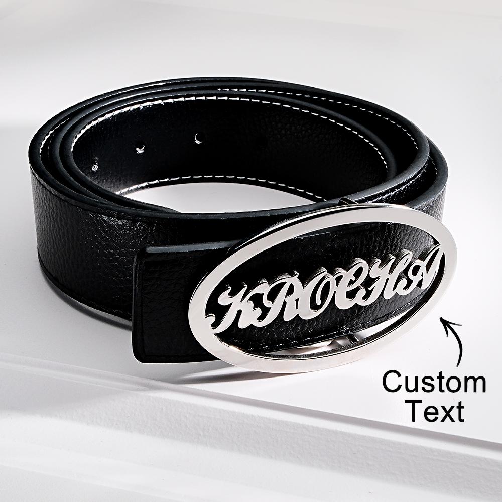 Custom Oval Frame Name Belt Buckle with Free Belt Gift For Him