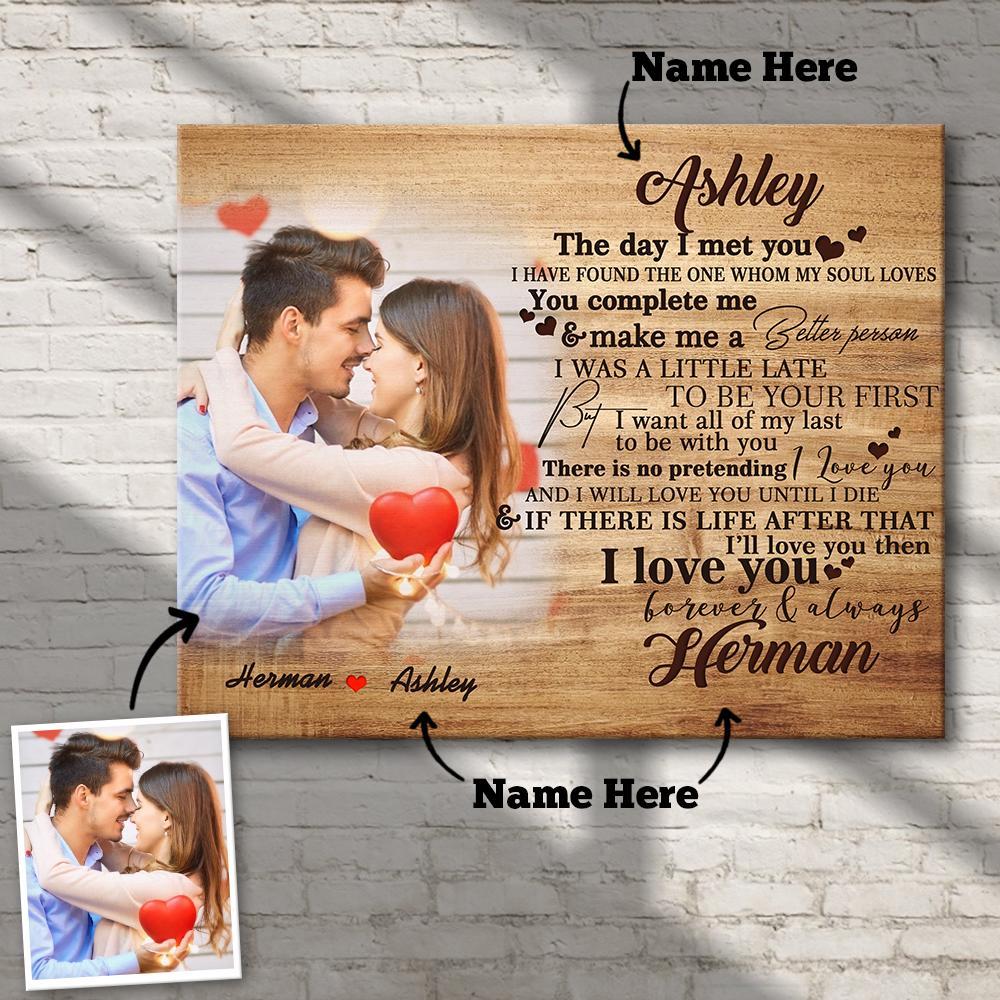 Custom Photo Engraved Name Oil Painting Frameless Gifts for Couple-7.87×11.8inch