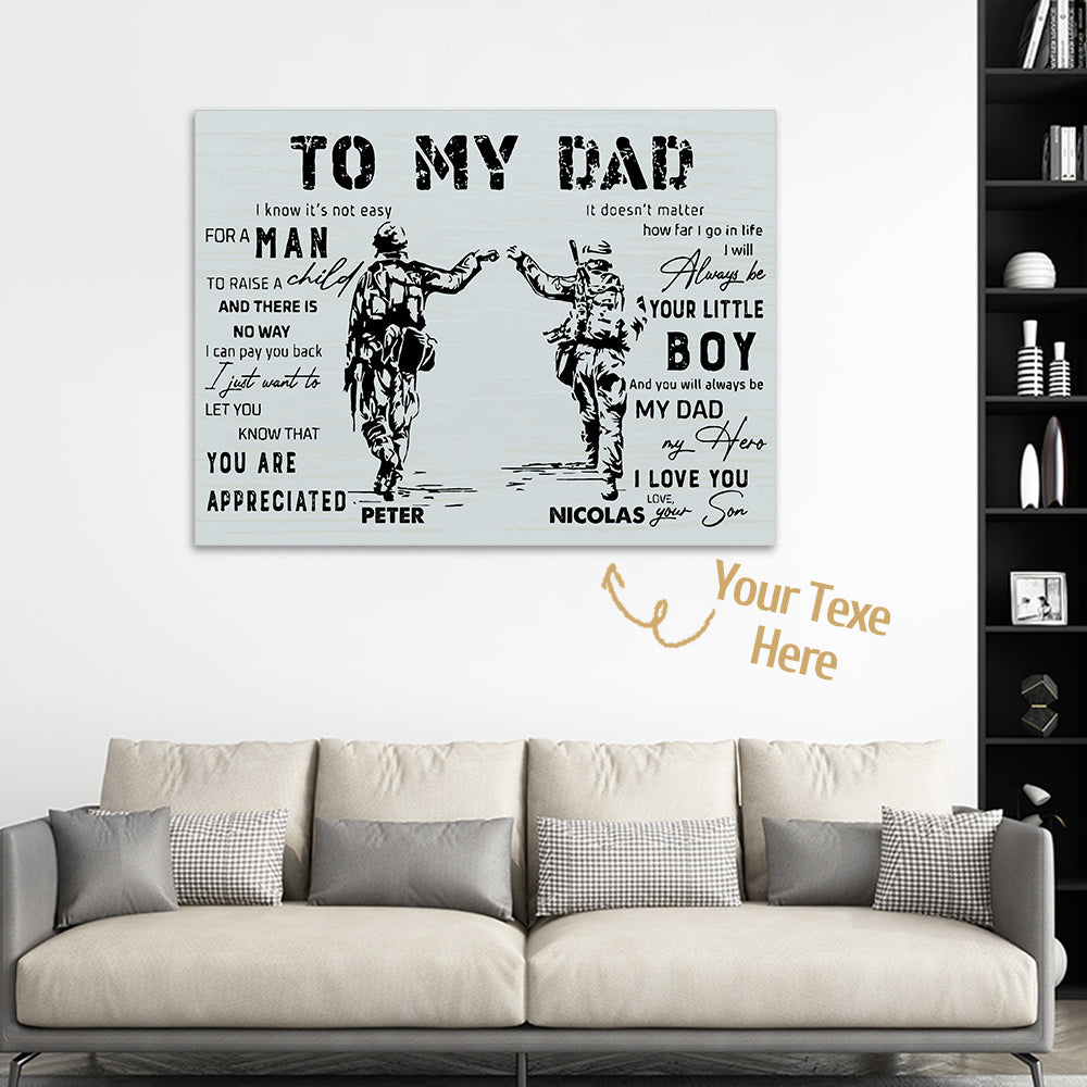 Custom Soldier Photo Painting Text Army Style Wall To My Dad Decoration For Dad