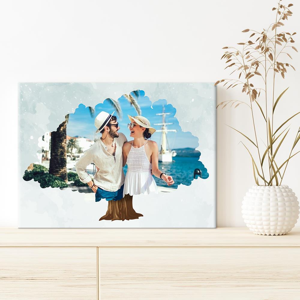 Custom Photo Family Tree Canvas Painting Frameless Gifts for Couple