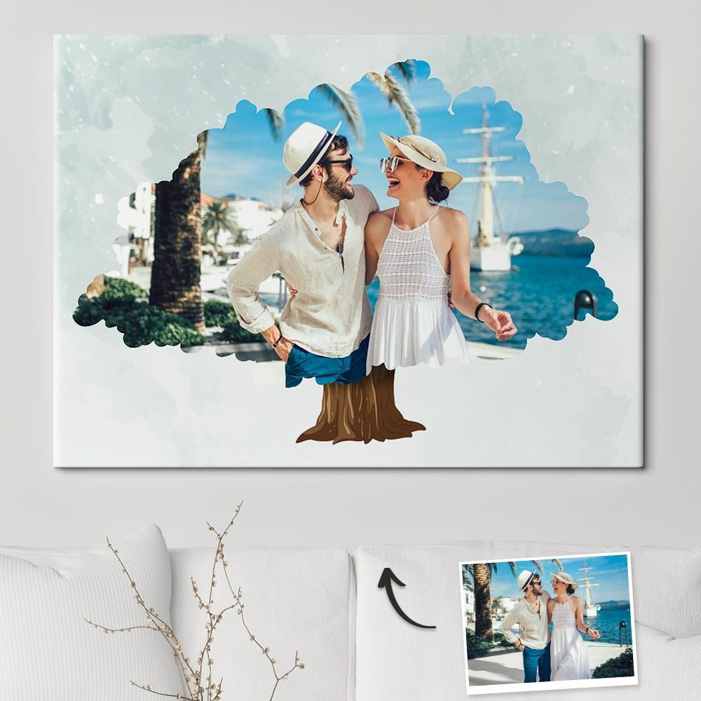 Custom Photo Family Tree Canvas Painting Frameless Gifts for Couple