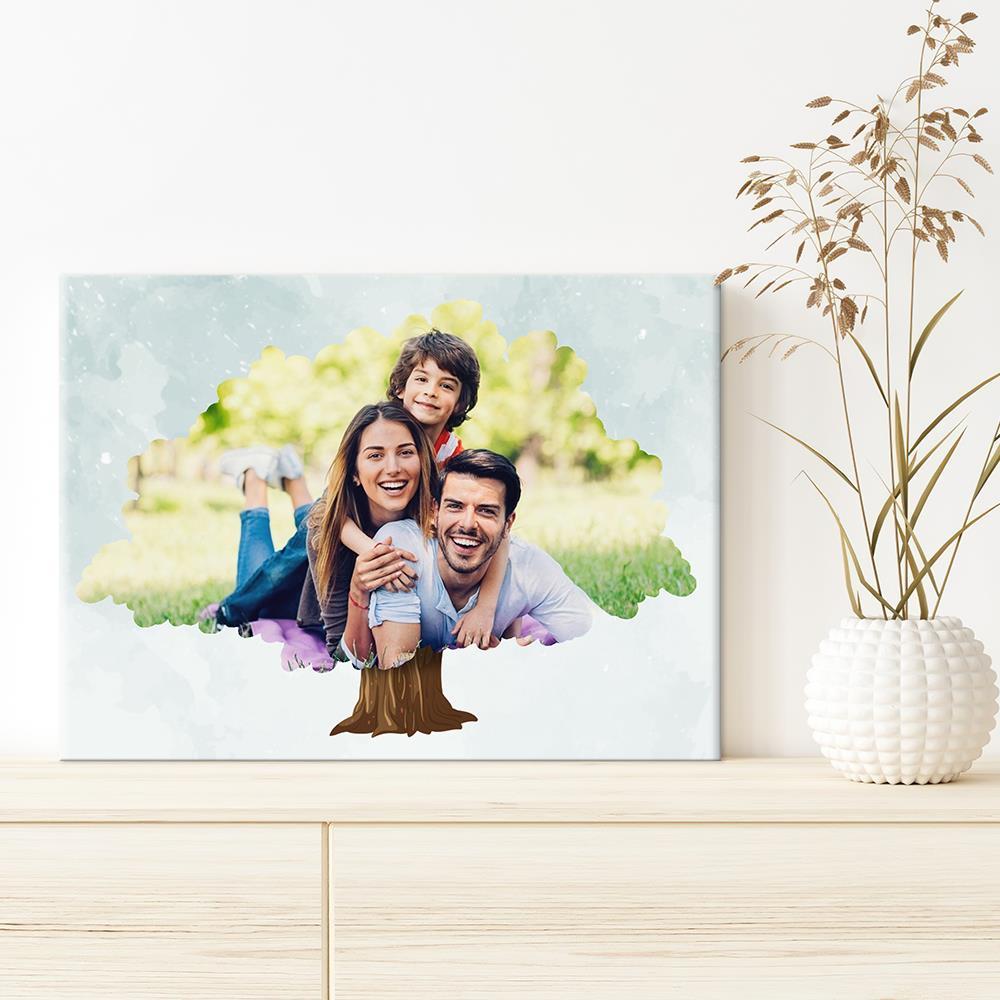 Custom DIY Photo Family Tree Canvas Painting Framed Gifts for Family
