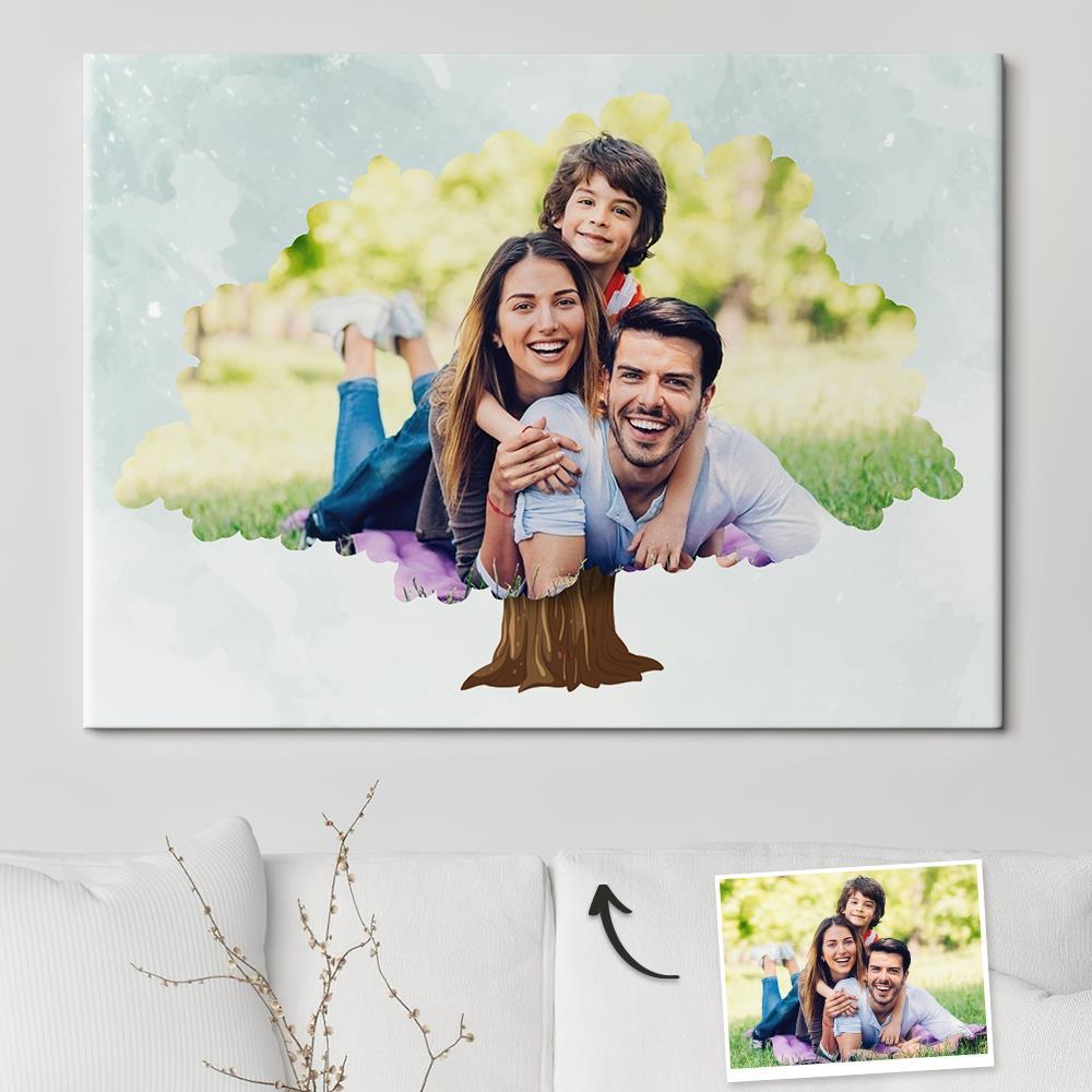Custom DIY Photo Family Tree Canvas Painting Framed Gifts for Family