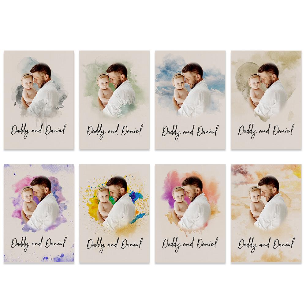 Custom Wall Art Watercolor Photo Aquarelle Oil Painting Frameless for Mother's Day