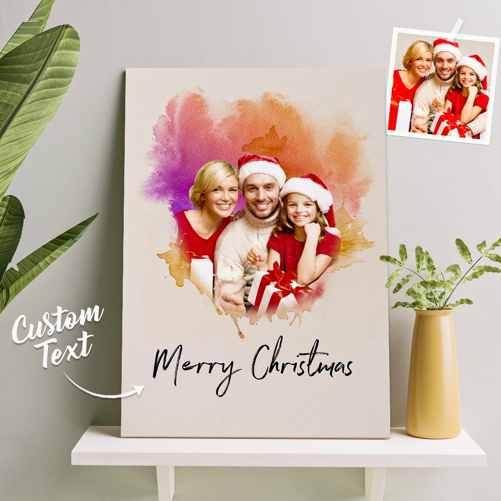 Custom Wall Art Watercolor Photo Aquarelle Oil Painting Frameless Gift For Family Christmas Gift
