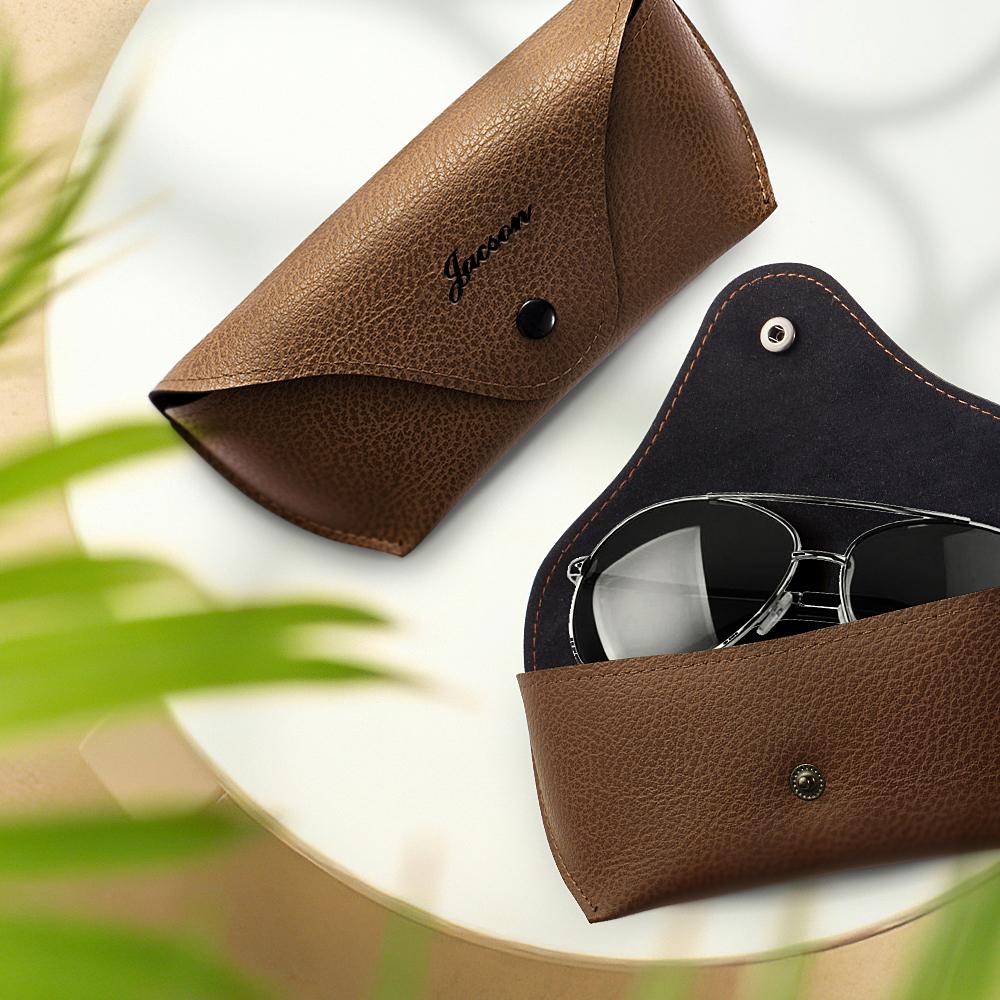 Custom Engraved Glasses Case Handmade Leather for Men