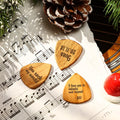 Guitar Wood Picks Box Guitar-shaped Picks Box Plectrum Container 3PCS Guitar Pick  Unique Gifts for Musician