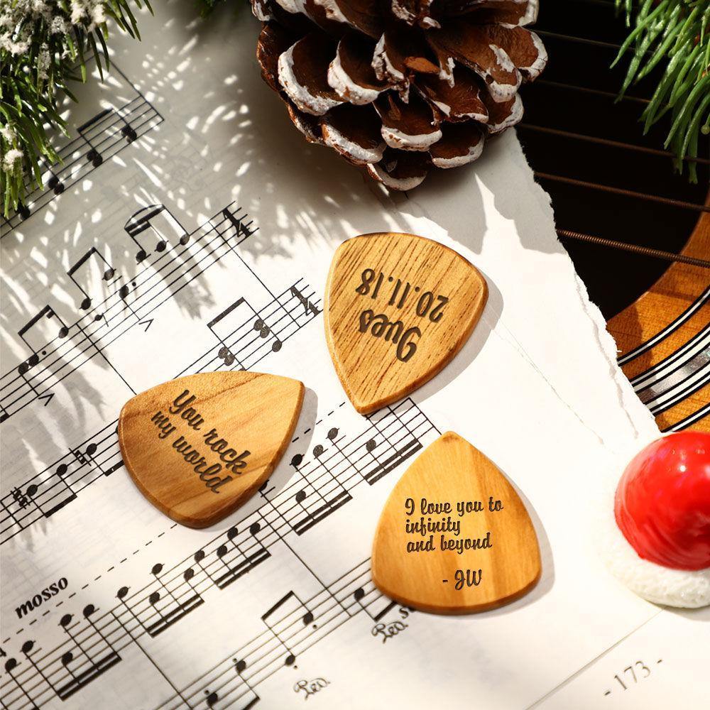 Guitar Wood Picks Box Guitar-shaped Picks Box Plectrum Container 3PCS Guitar Pick  Unique Gifts for Musician