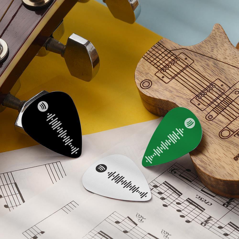 Custom Scannable Spotify Code Guitar Pick, Engraved Custom Music Song Guitar Pick Black Gifts for Boyfriend